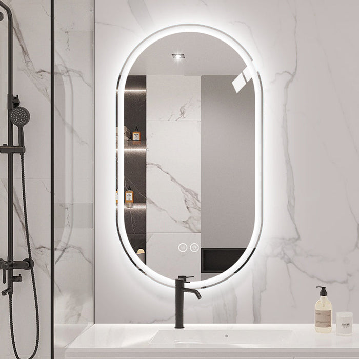 Frameless Oval Smart Mirror, 60x100cm Anti-Fog Touch Screen Bathroom, Glass