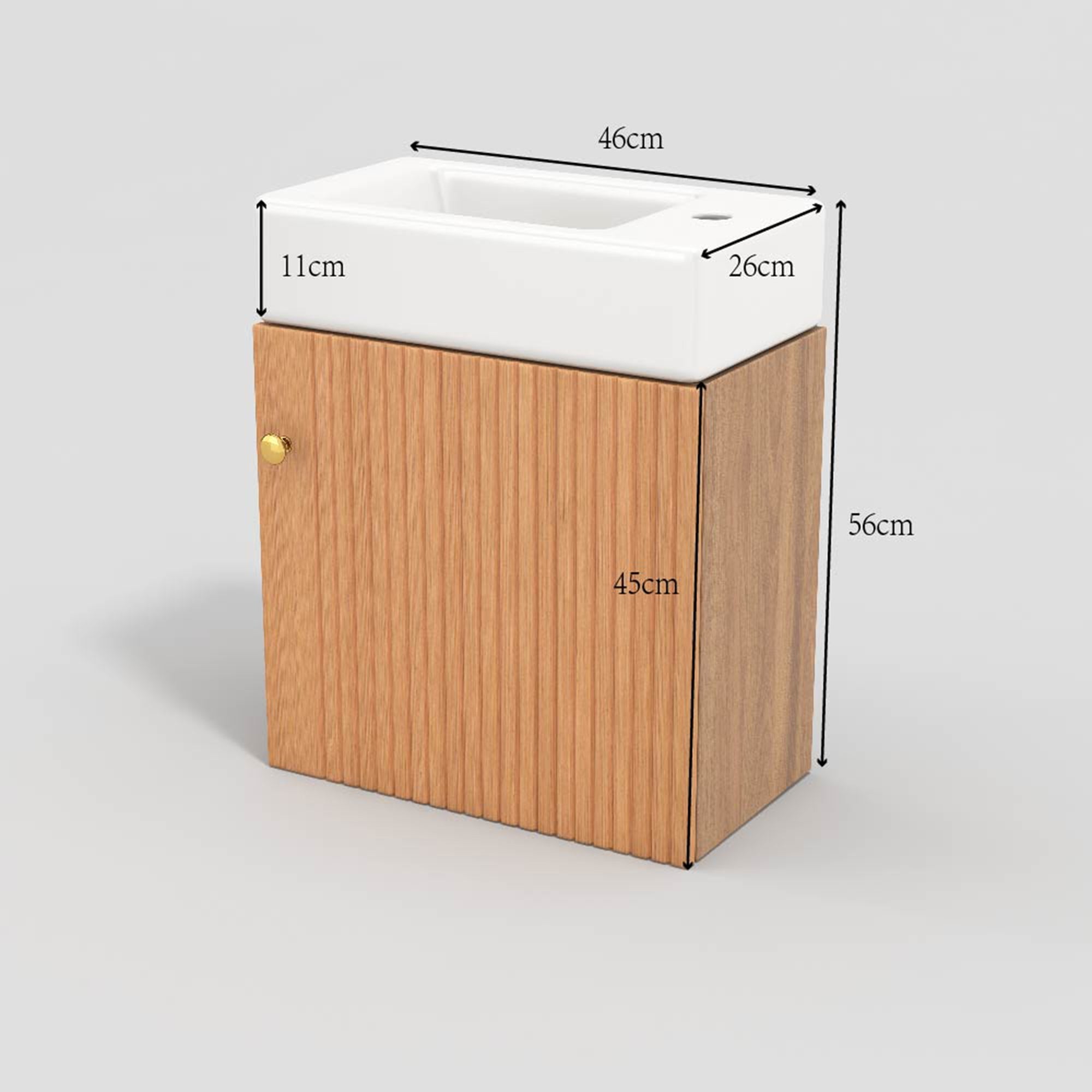 Bathroom furniture washbasin with vanity unit 46 cm, hanging, small guest, in furniture