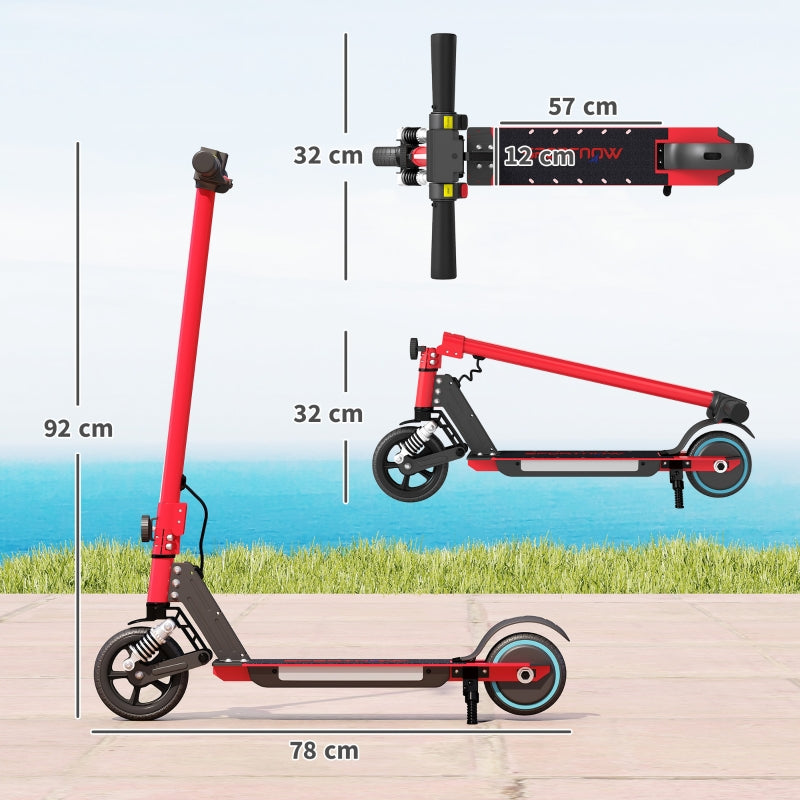 SPORTNOW Folding Electric Scooter for Kids, Dual Brakes, Front Suspension, LED Colourful Lights, Red