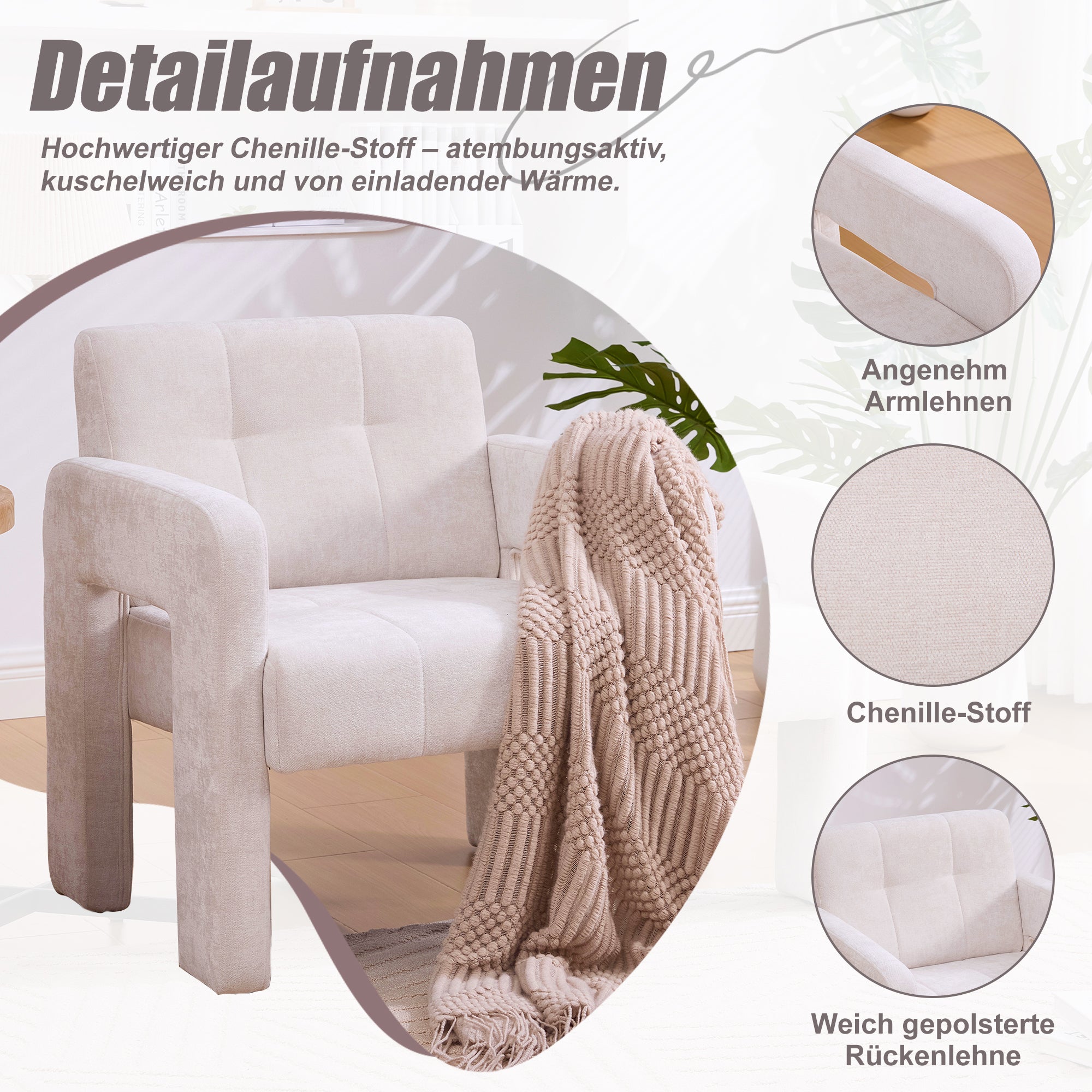 Single Armchair - Modern Minimalist Upholstered Nordic Style