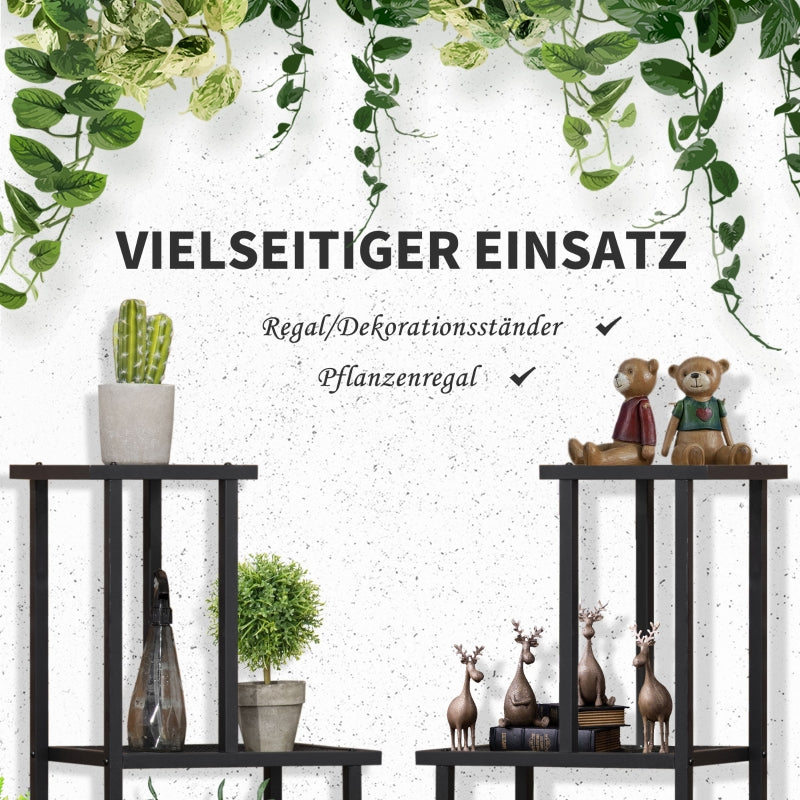 Plant Shelf with 4 Tiers, Multi-Tier Flower Stand, Metal Black
