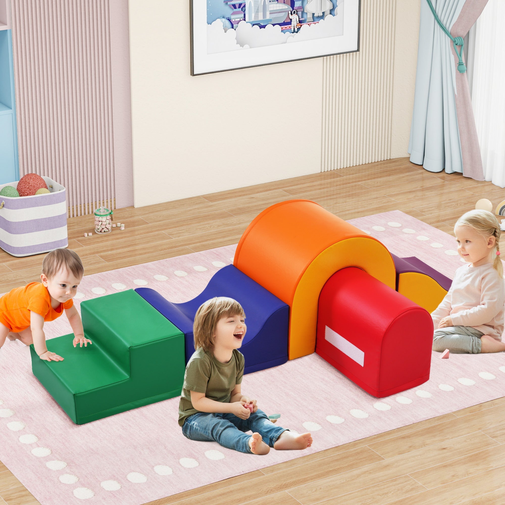 5-in-1 Giant Soft Foam Building Blocks for Kids, Colorful