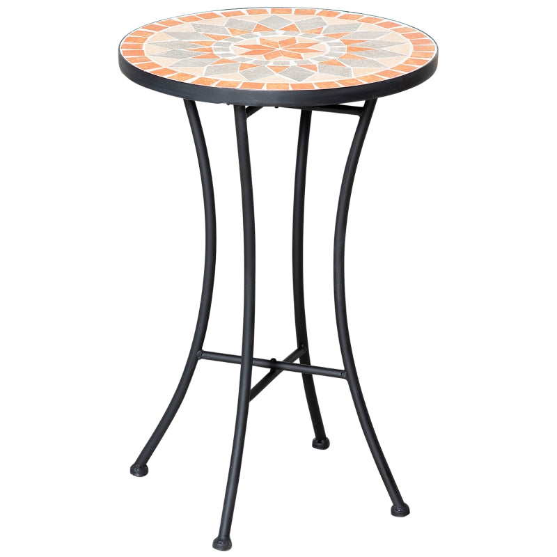 Side Table/Flower Stool Round Ø35.5cm Weatherproof, Yellow and Grey