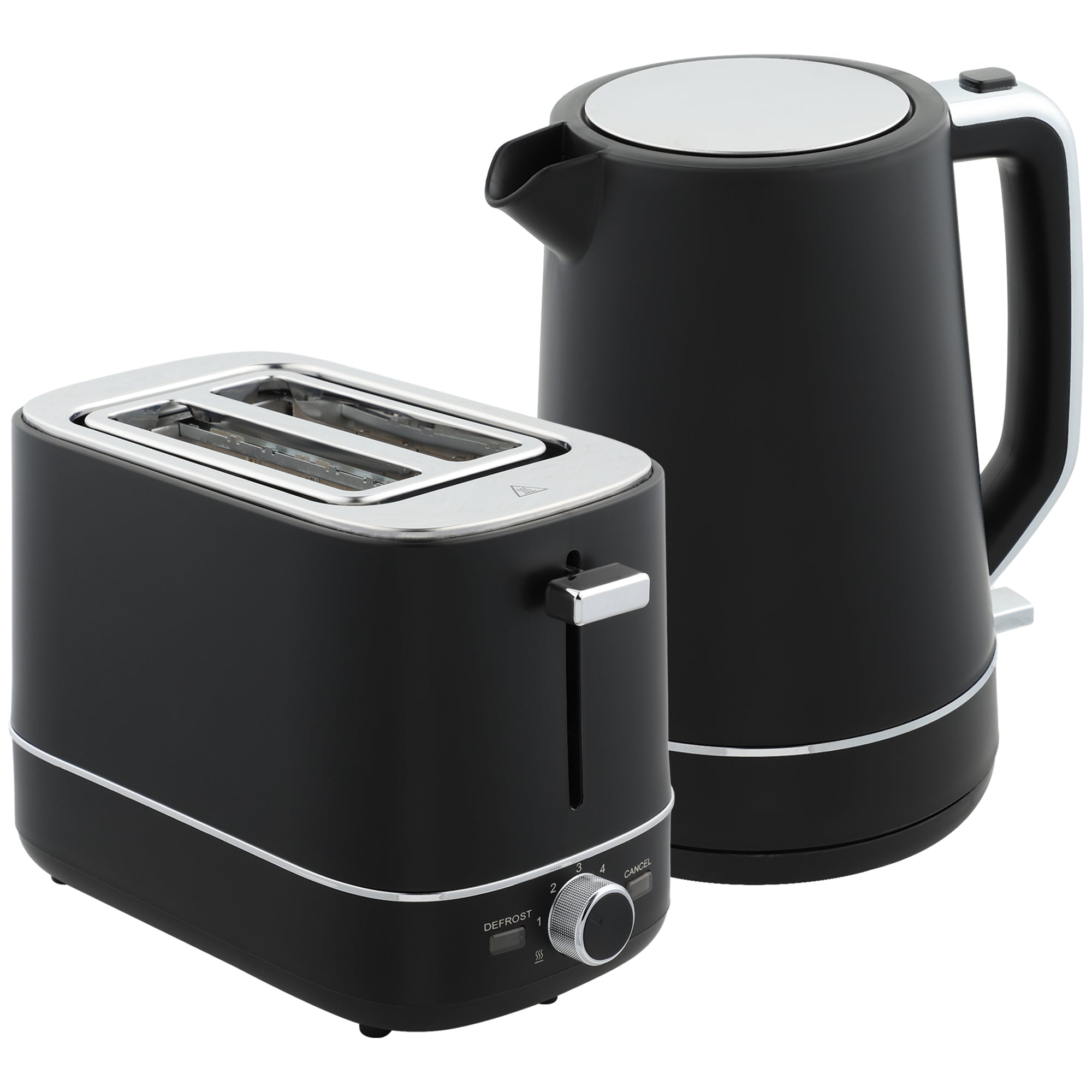 Kettle Toaster Set, 2200W 1.7L 2-Slice 6 Browning Levels, Black