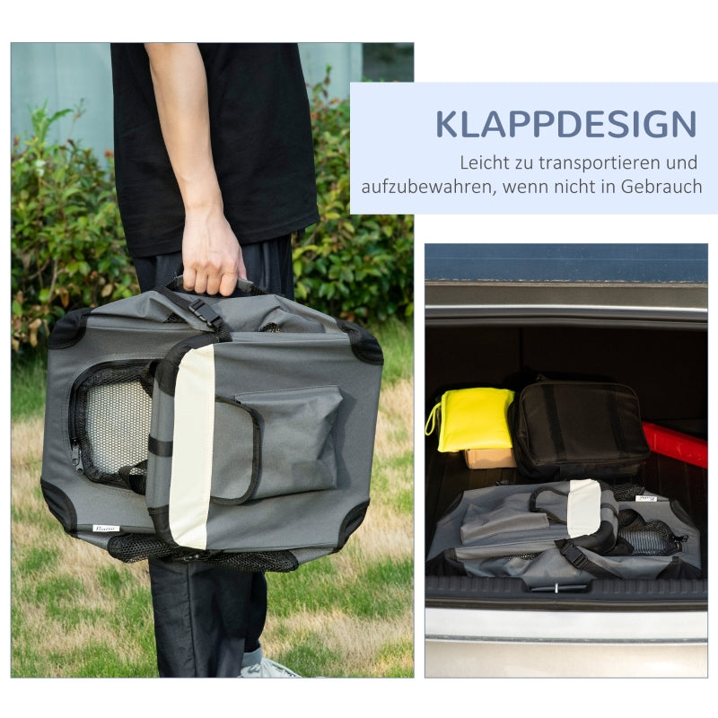 Pet Carrier Bag, Foldable 3 Doors, Grey
