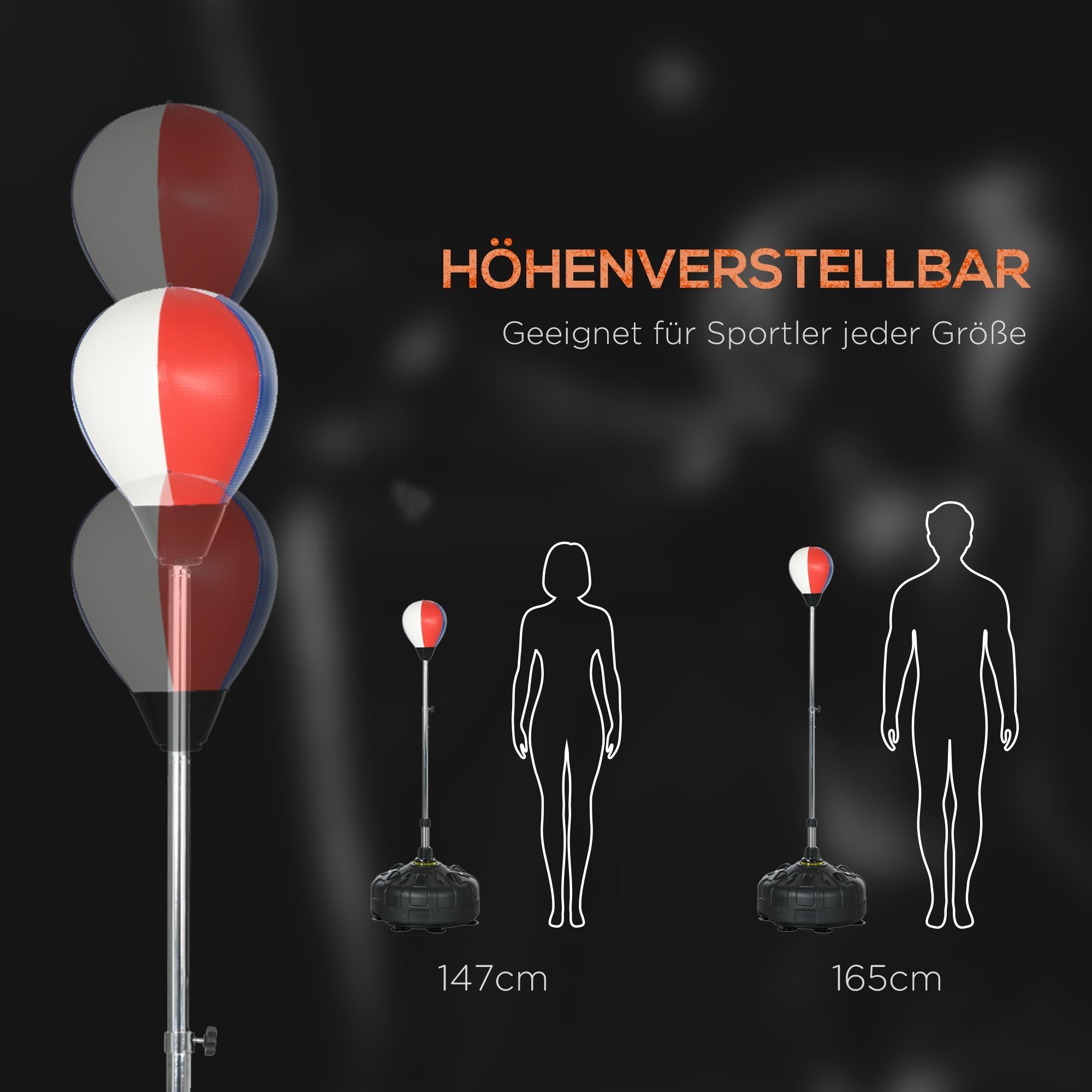 Punching Ball, Height Adjustable Standing Boxing Trainer, Black