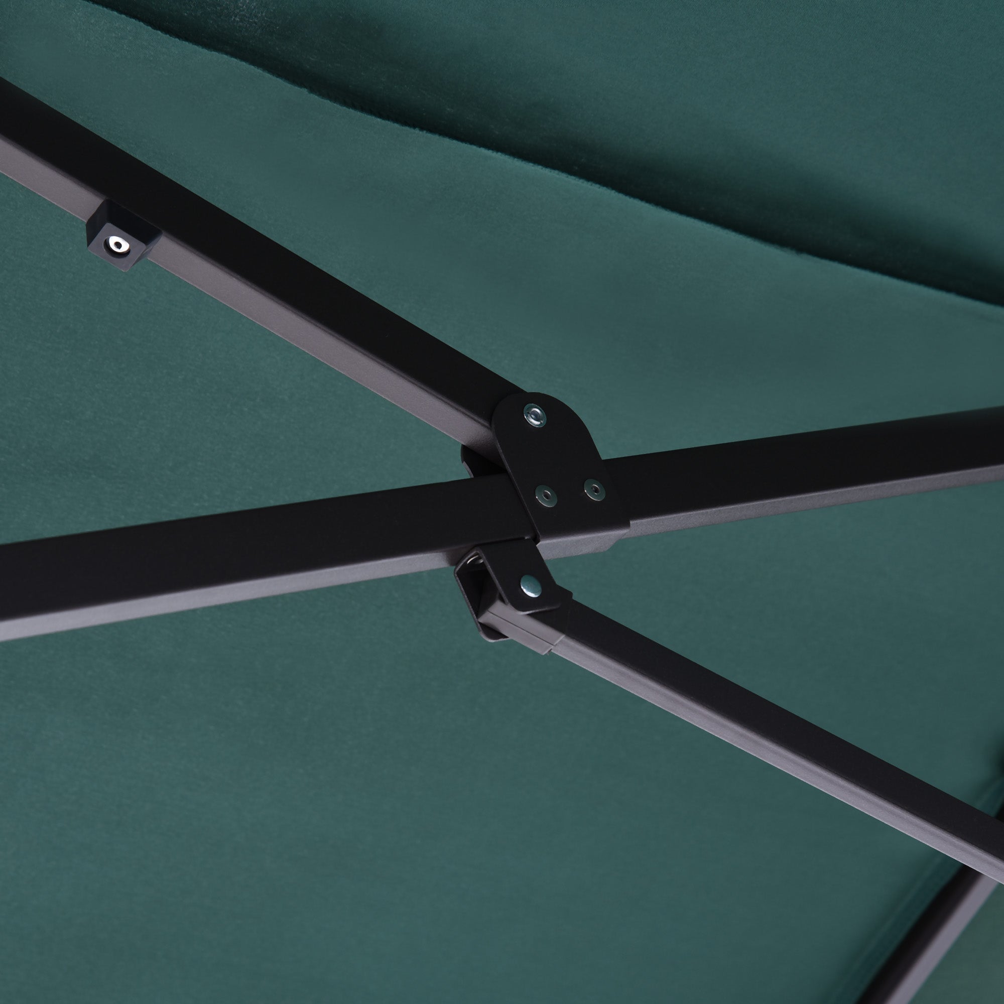 Double Patio Parasol with Hand Crank, Oval 460 x 270 x 240 cm, Dark Green
