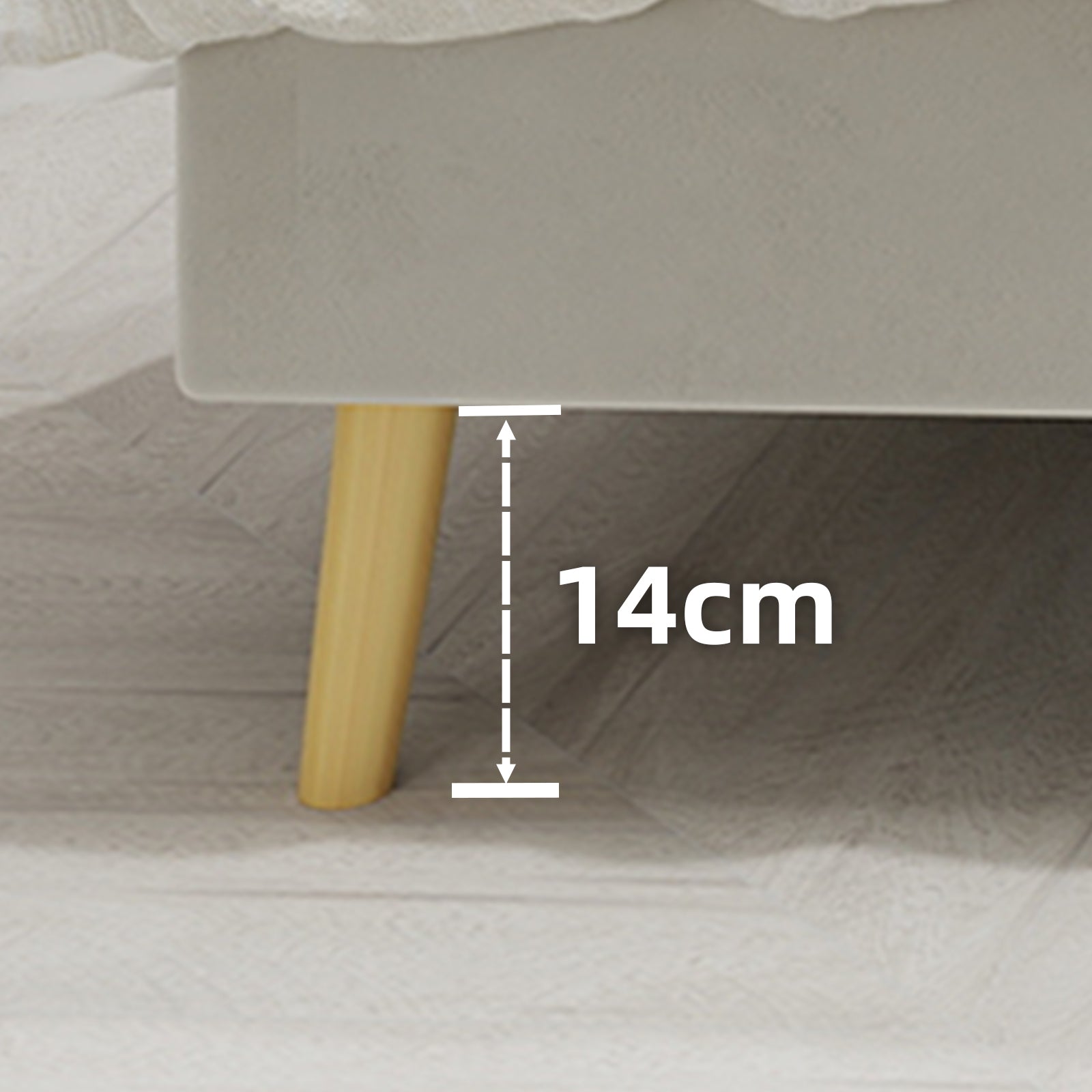 Upholstered Bed, Modern Minimalist Plush Headboard, 160x200cm, Beige