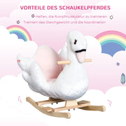 Rocking horse for children, cuddly rocking animal, pink and white