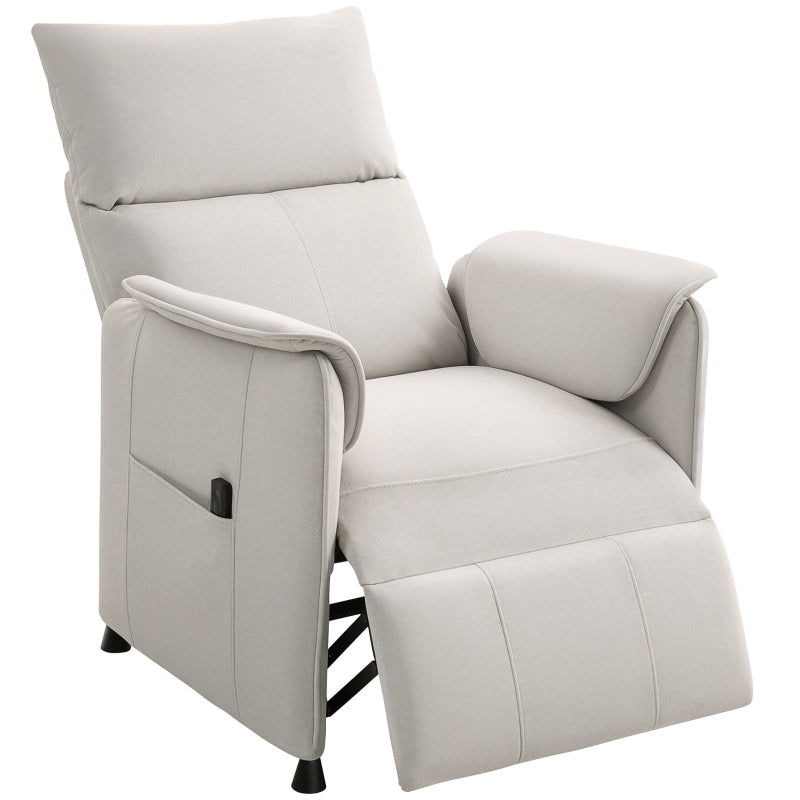 Elektrischer Relaxsessel, Memory-Funktion, Leise, Verstellbar, Haustierfreundlicher Samt-Imitat, Creme