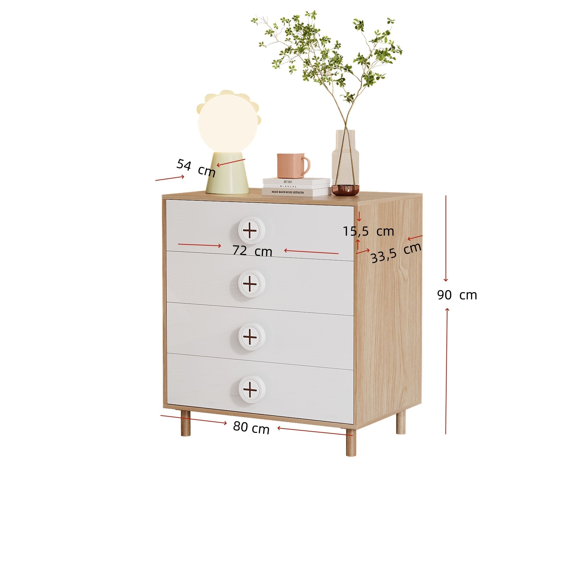Wardrobe and Chest of Drawers Combination Set, Lacquered Panels and Chipboard, White