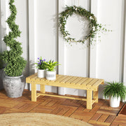 Garden Bench 2-Seater, Waterproof Durable 110x38x35cm Solid Wood, Natural Color
