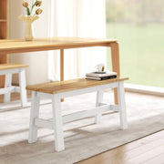 Bench for 2, Wooden with Stabilizing Crossbar, White