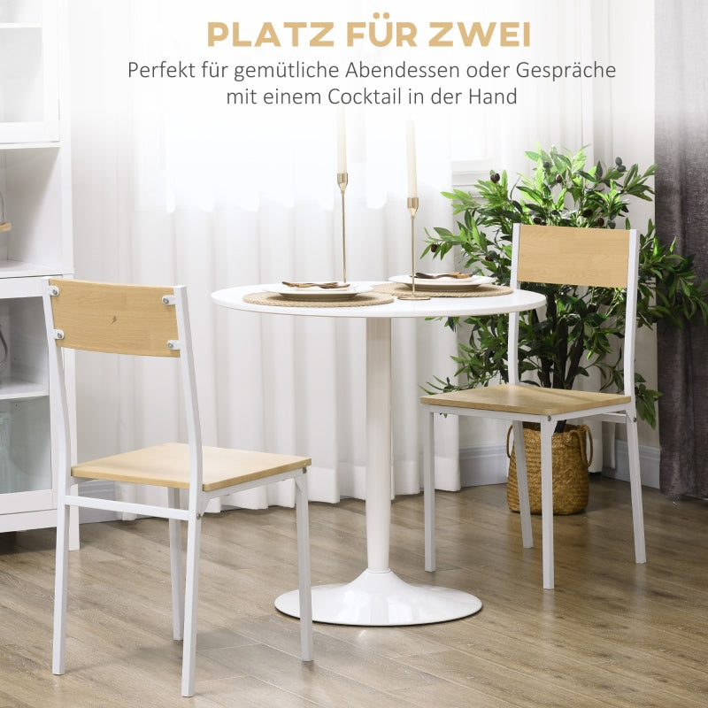 Dining Table Round Ø80cm for 2 People MDF and Steel White