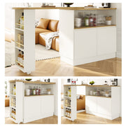 360° Swivelling High Table (90x45x100cm) with Sliding Glass Door & Storage, White MDF