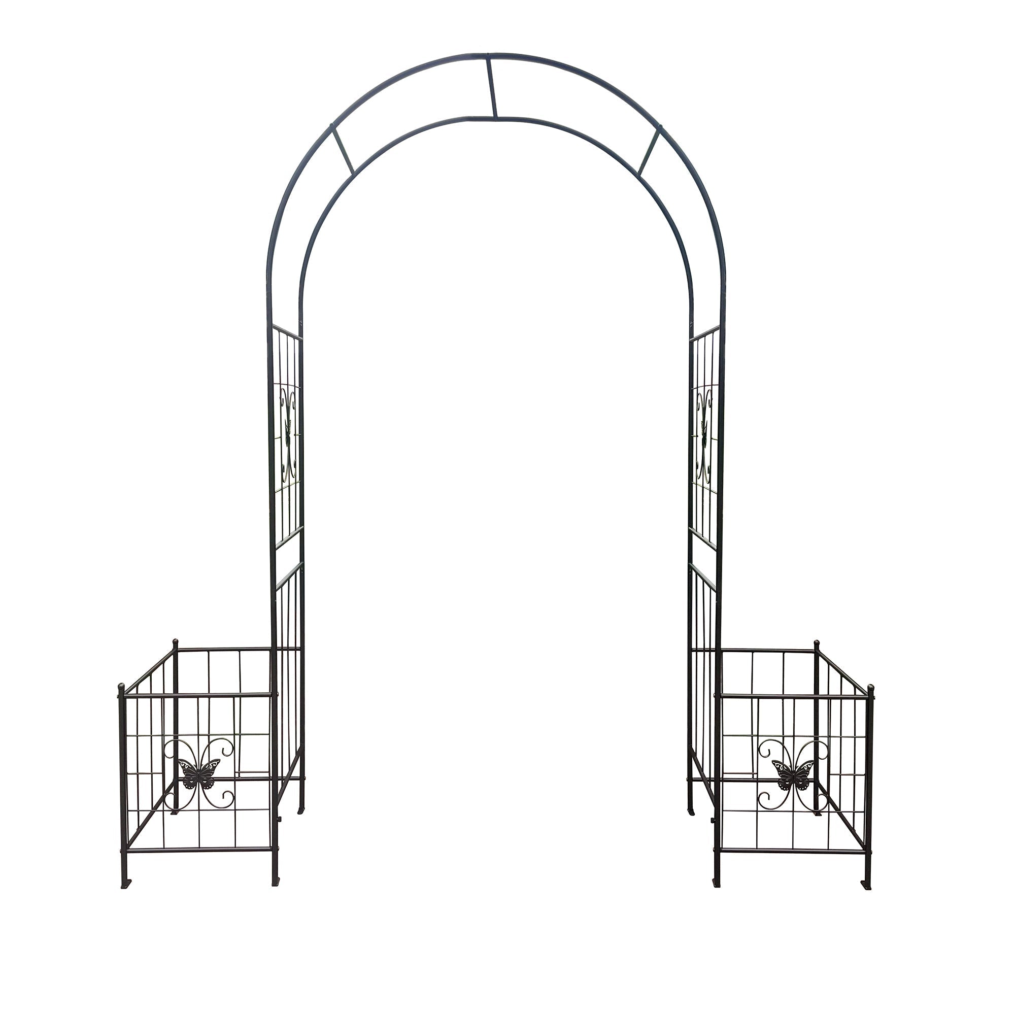 Garden Arch Arbor Trellis for Climbing Plants Outdoor Wedding Arch, Black Metal