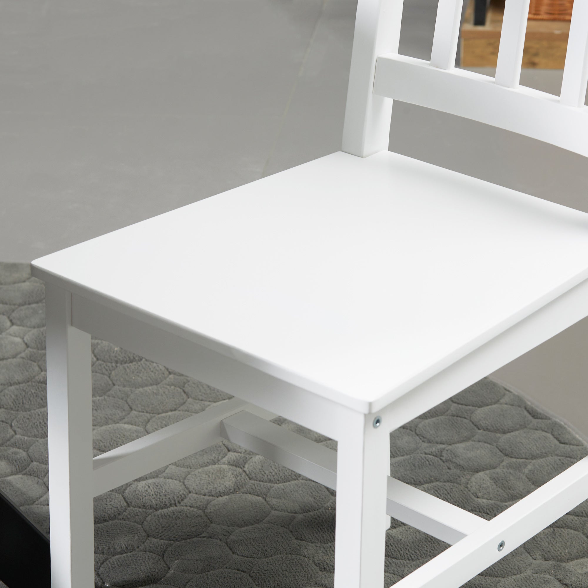 Dining Chairs Set of 4 Modern Kitchen with Backrest, Pine Wood White