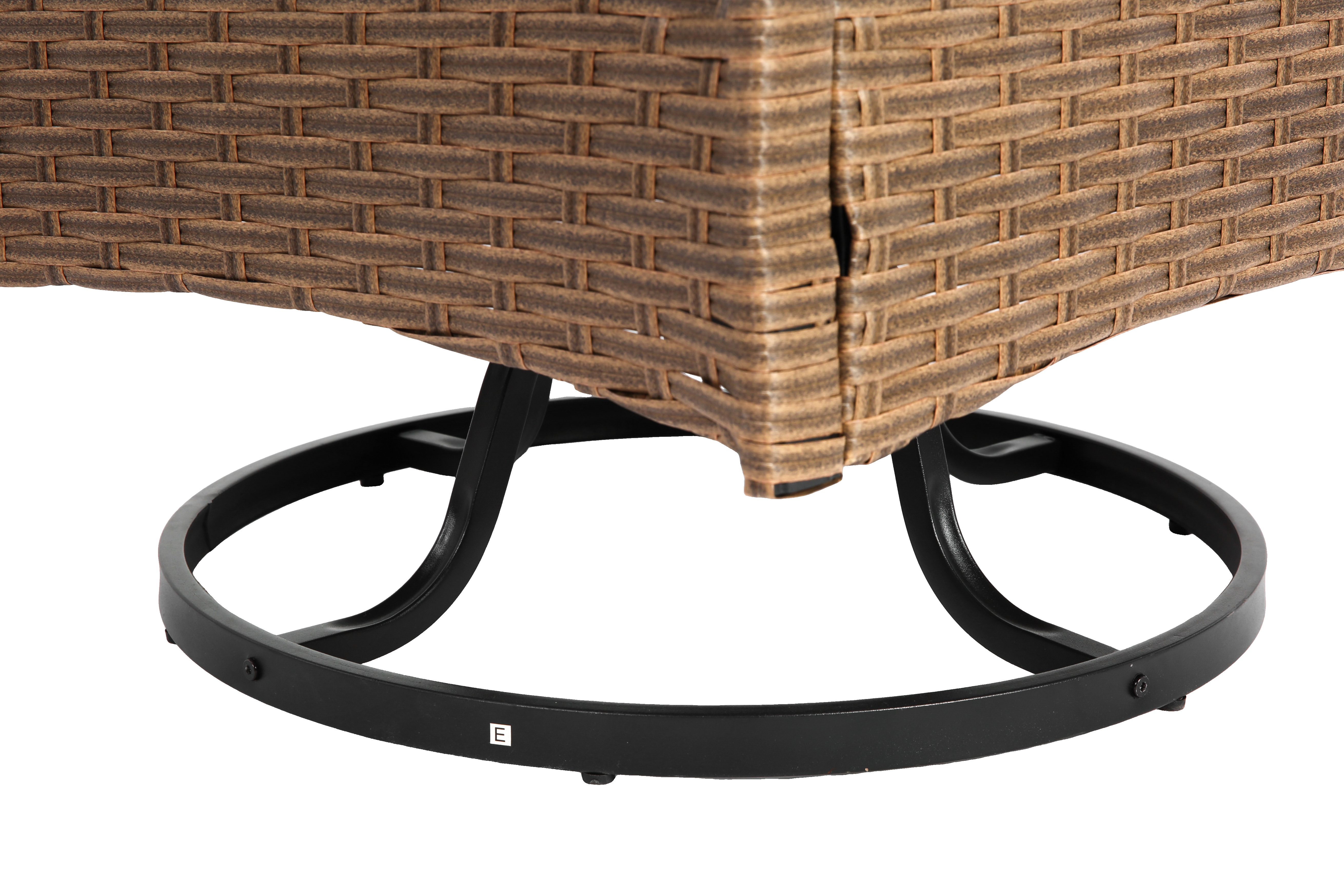 Outdoor Swivel Rocking Chair Set, 3 Pieces with 1 Table and 2 Chairs, 350lb Support, Brown Wicker