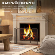 Fireplace Screen, Foldable 3 Panels Spark Guard, Metal Black