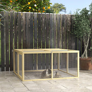 Wooden Rabbit Hutch, Foldable Outdoor Run with Roof, Natural Wood