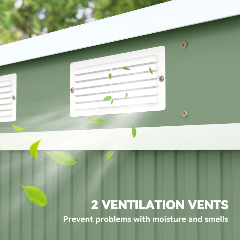 Garden Shed 7x4ft Galvanised Steel with Foundation Kit Green
