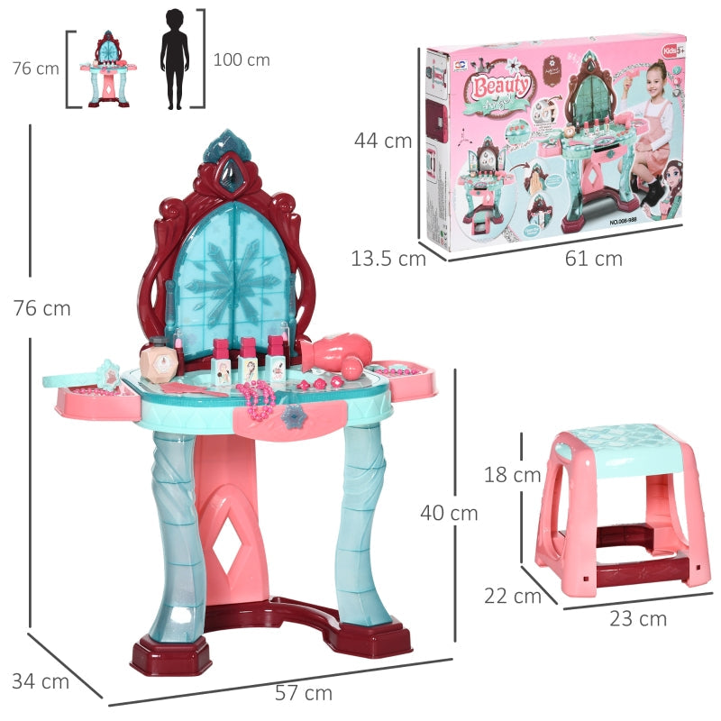 Kids Dressing Playset, 31 Piece Magical Princess Mirror Light and Sound - Pink and Blue