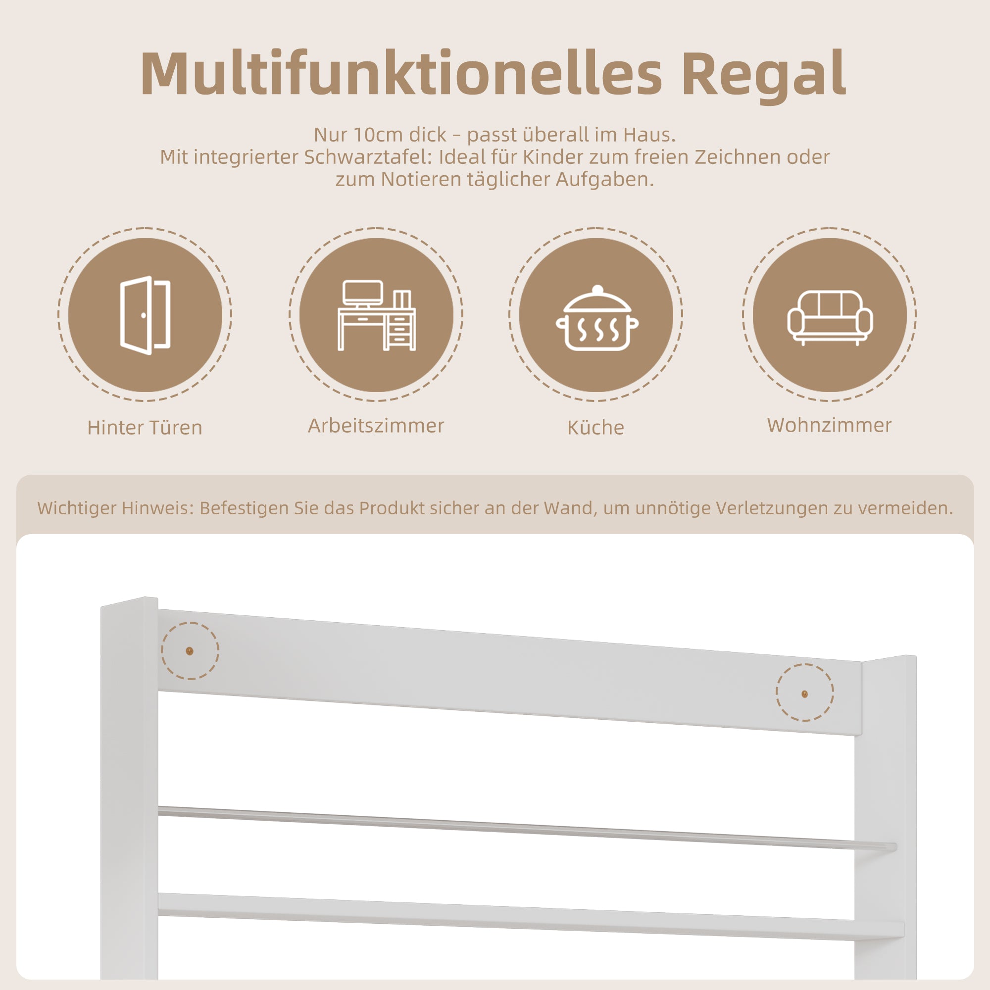 Picture Book Shelf, 2-Piece Set, 4-Tier Storage with Paintable Blackboard