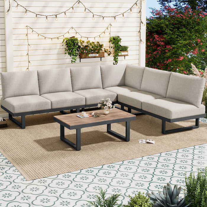 Garden Furniture Set with Convertible Daybed and Coffee Table, Galvanized Steel, Grey