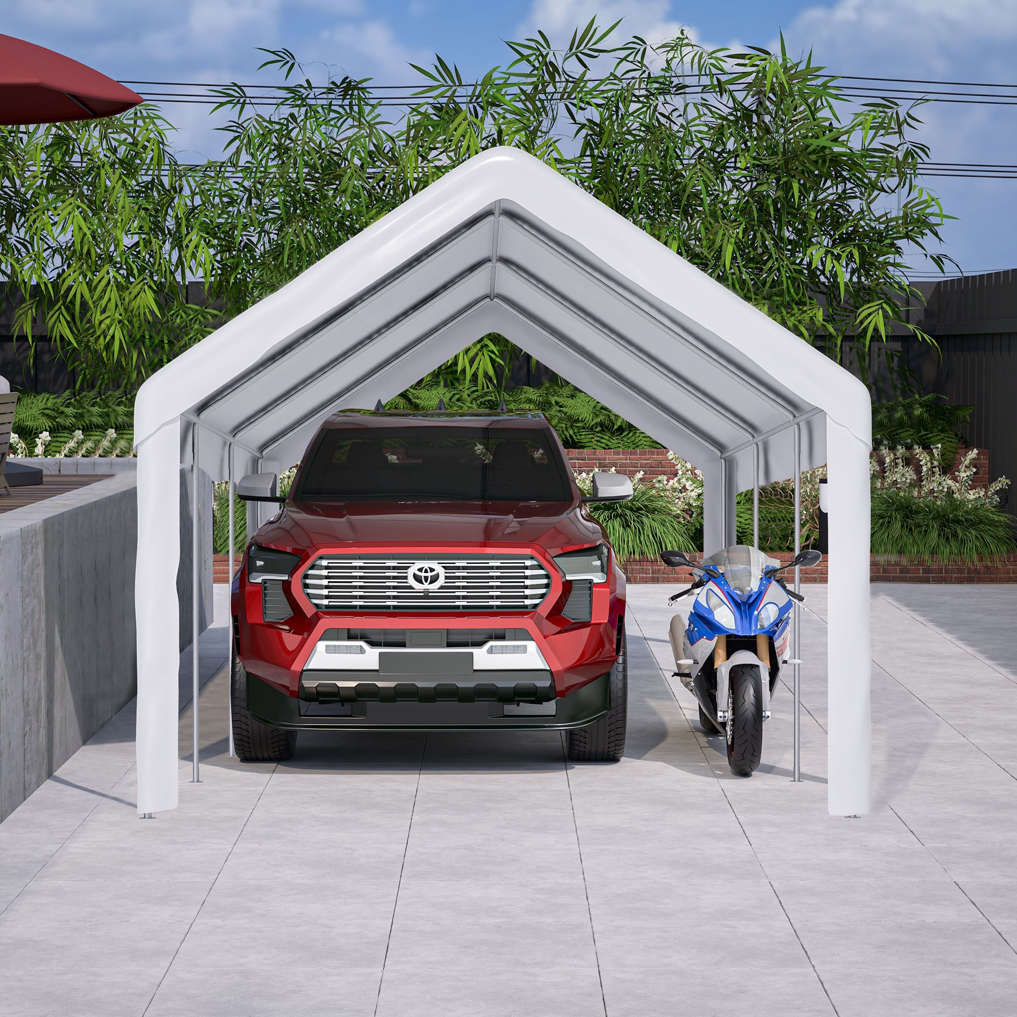 Carport Tent Garage 3x6m Large Winterproof with Roll-up Door & Removable Walls