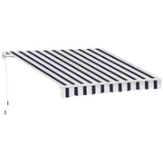 Manual Retractable Awning 2.5x2m Dark Blue/White Stripes