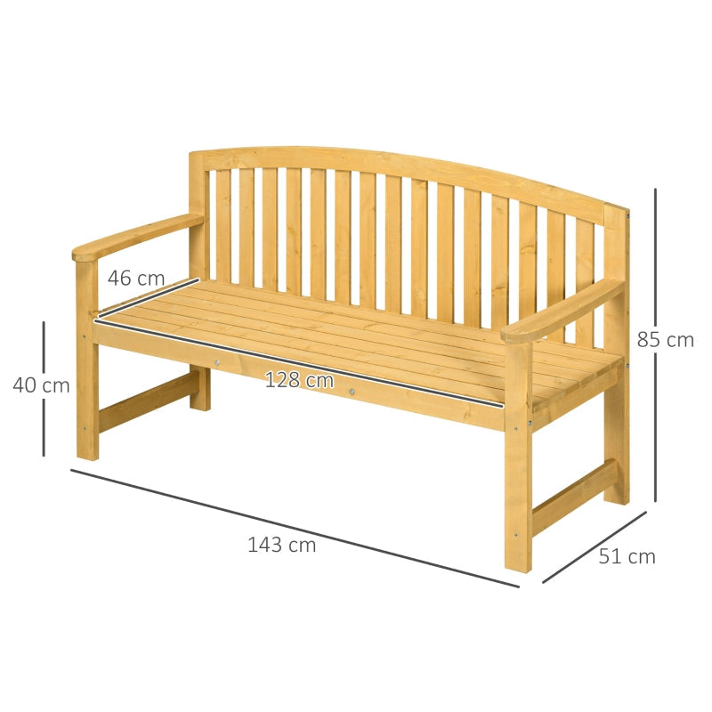 2-Seater Garden Bench Weatherproof Wood Backrest - Orange