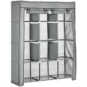 Fabric Wardrobe, Foldable Clothes Rails 8 Tiers, Light Grey