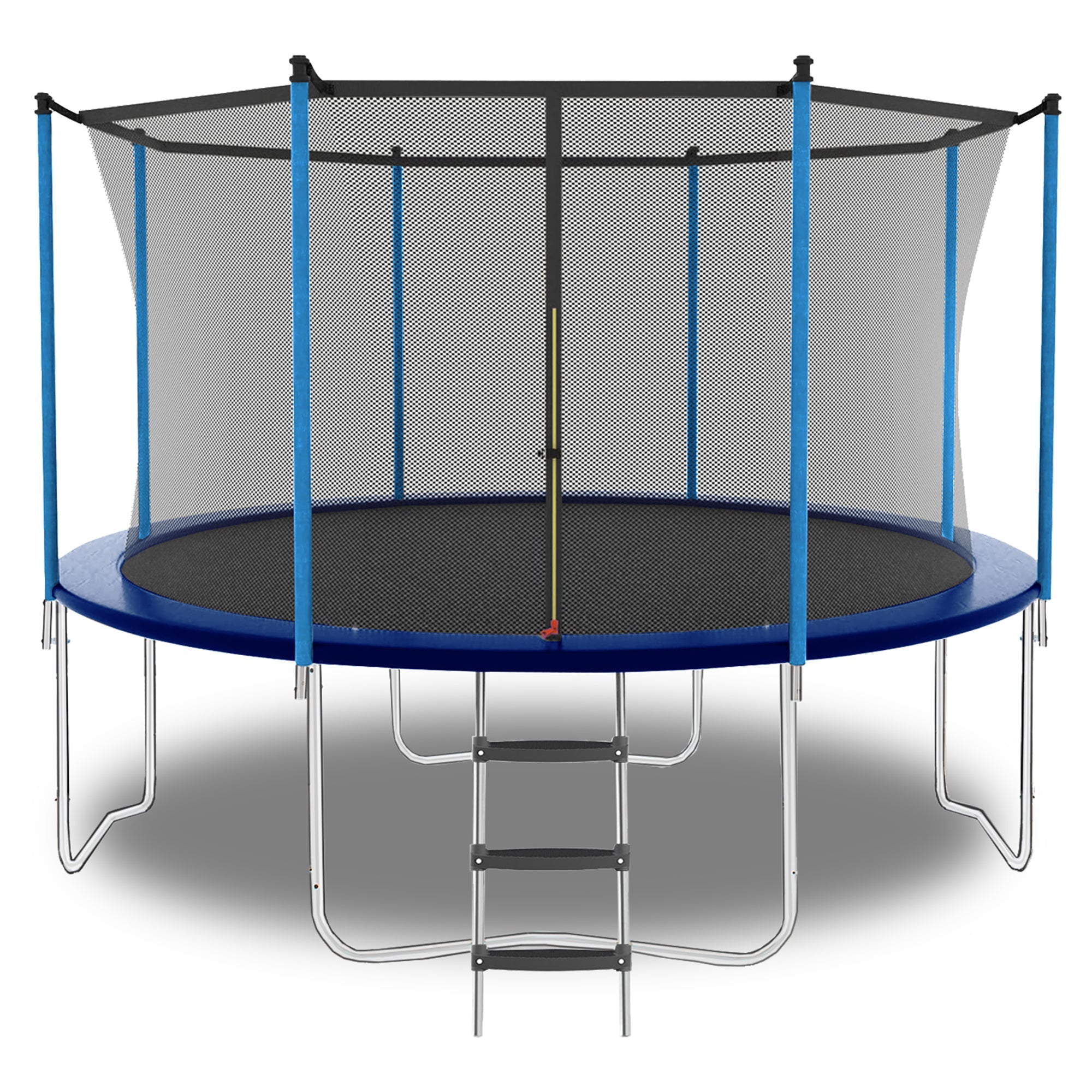 Trampoline 8-12FT Adjustable, Safety Enclosure Net & Spring Pad, Heavy-Duty Galvanized Steel Frame, 400lbs Capacity, Blue