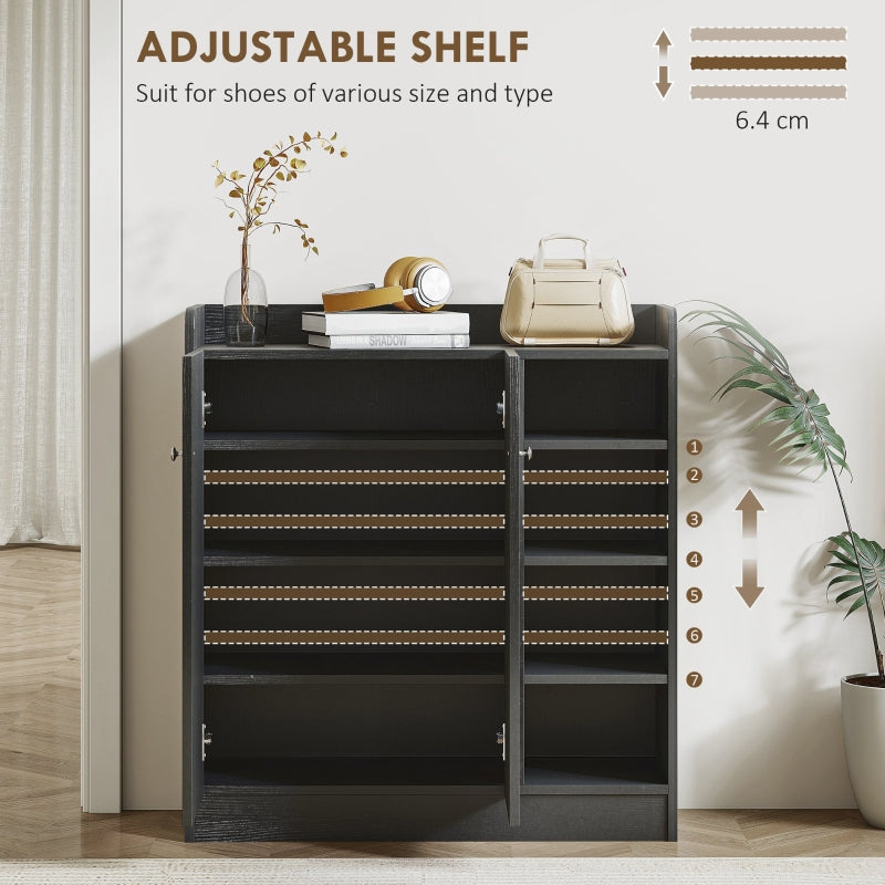 Shoe Storage Cabinet, Adjustable Shelves, Black