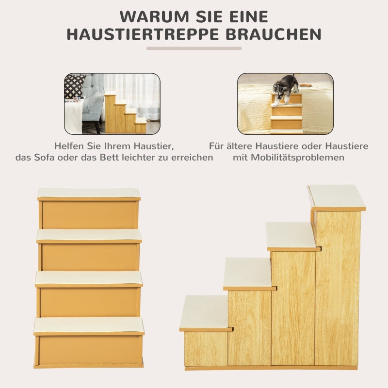 Pet Stairs, 4-Step for Dogs/Cats, up to 30kg, Natural