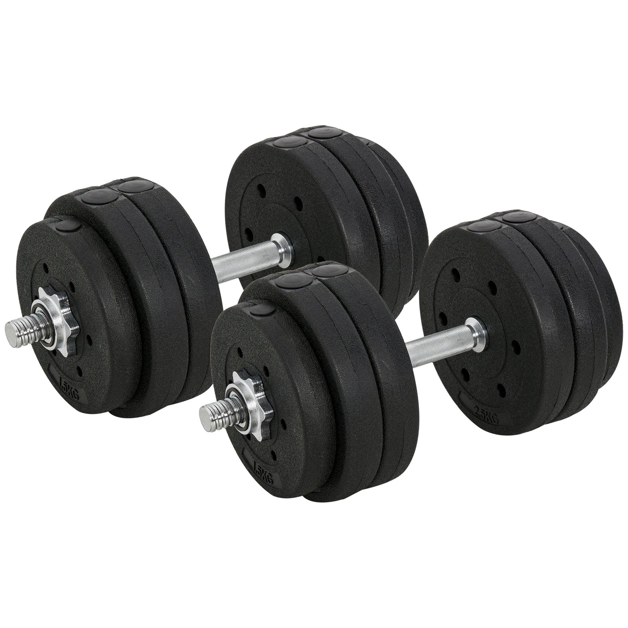 Dumbbell Set 30KG Weight Plates for Home & Gym, Steel PU Black