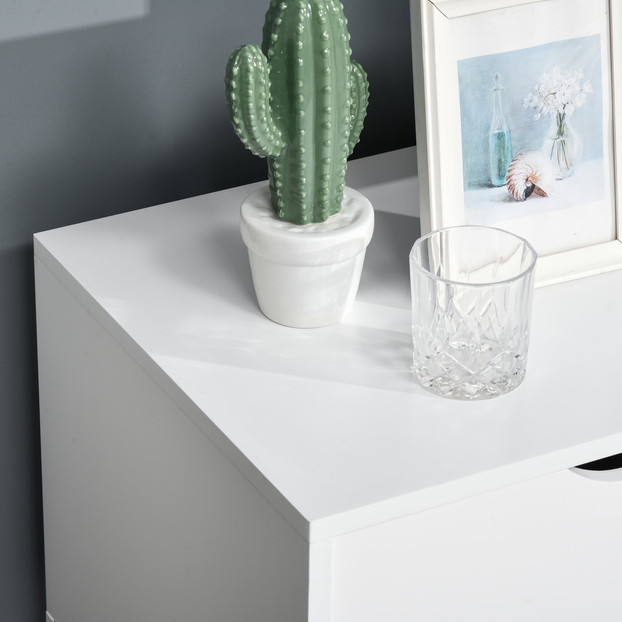 TV Stand Cabinet for TVs up to 65" with Storage & Wood Legs, White