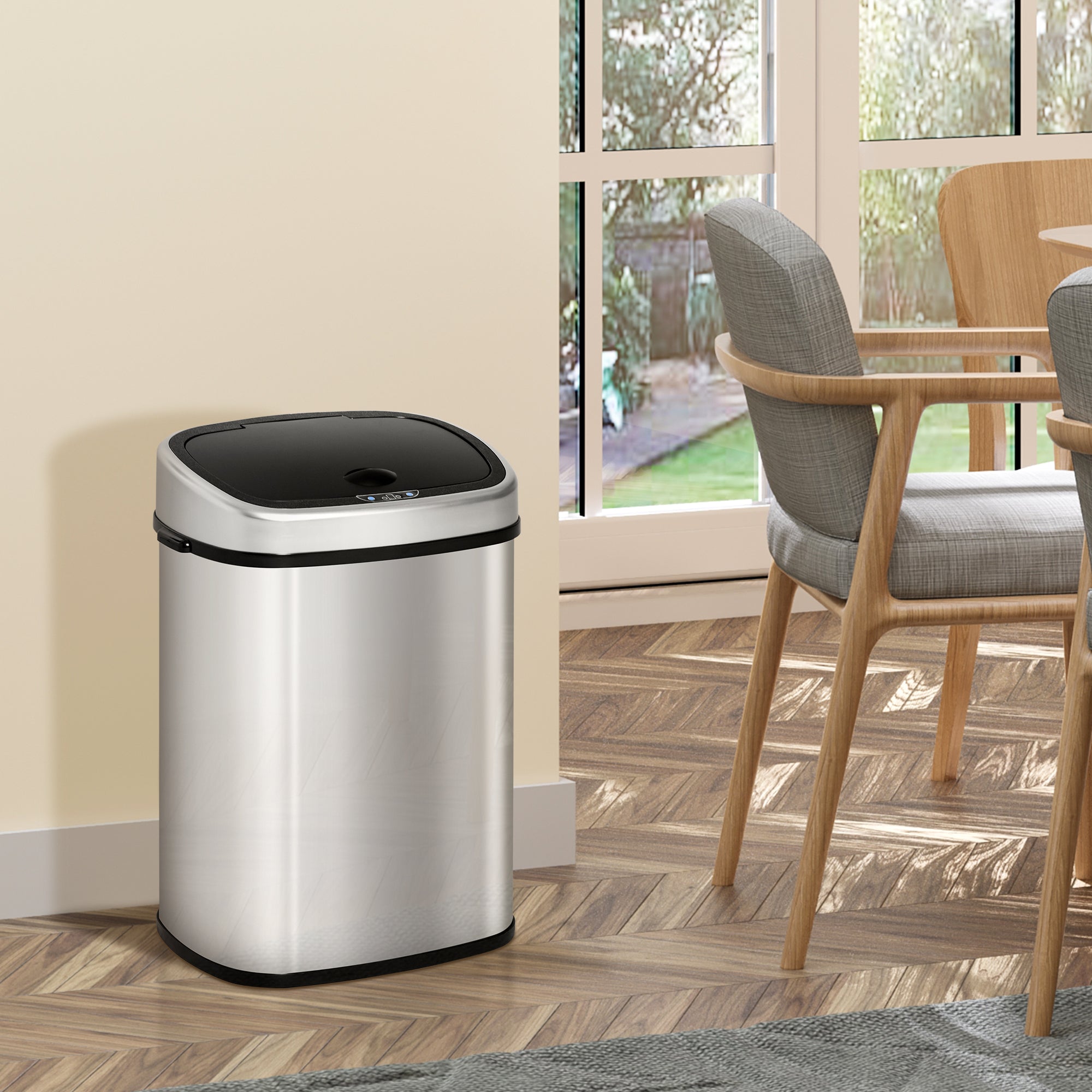 Mülleimer, 48L Infrarotsensor Hygienisch, Edelstahl Silber