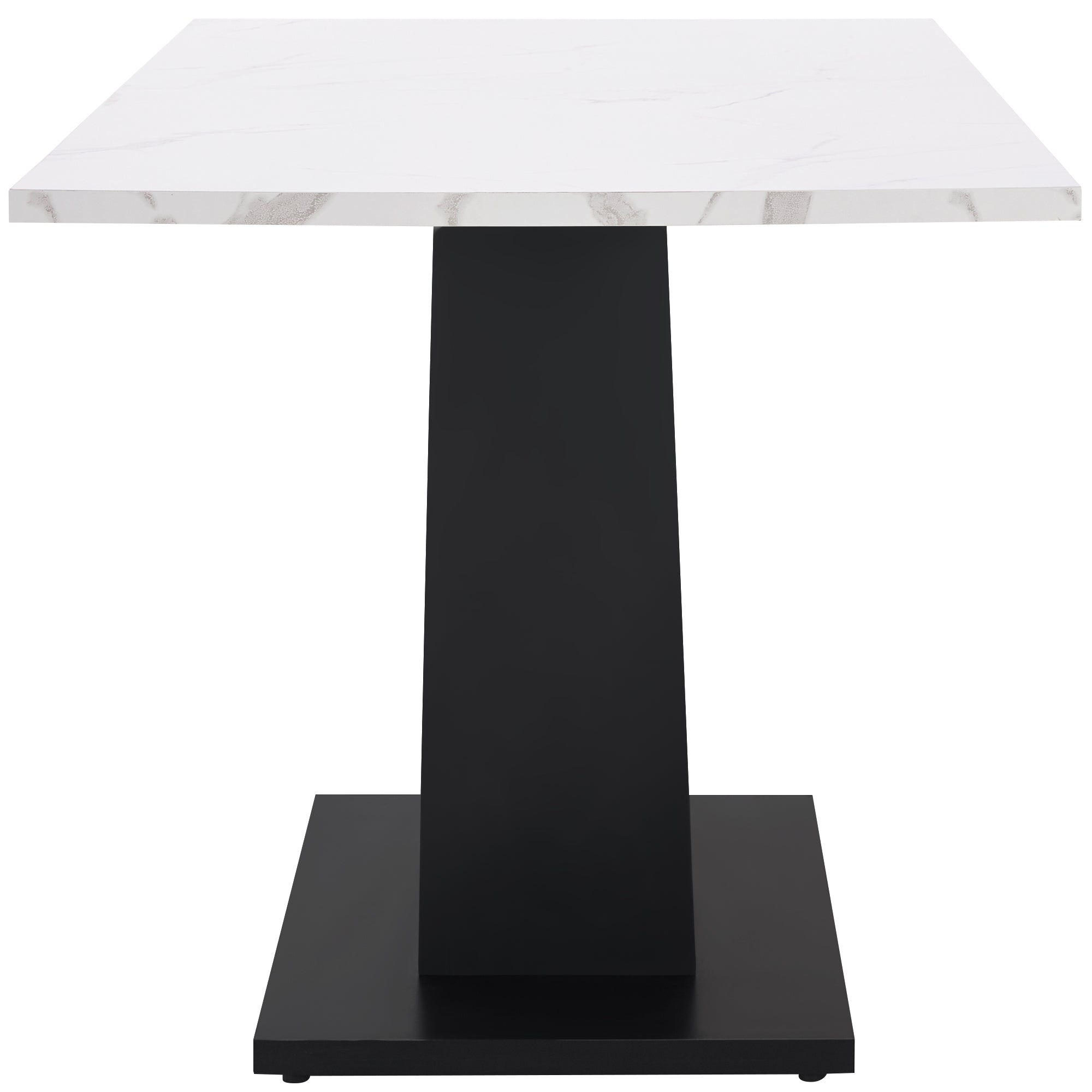 Dining Set 5-Piece Modern U-Shaped Table White Marble & 4 Grey Velvet Chairs