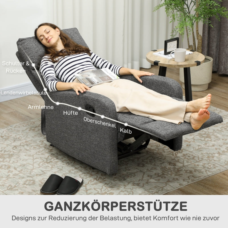 Relaxliegesessel, Verstellbare Fußstütze, Wohnzimmer, Stoff, Grau