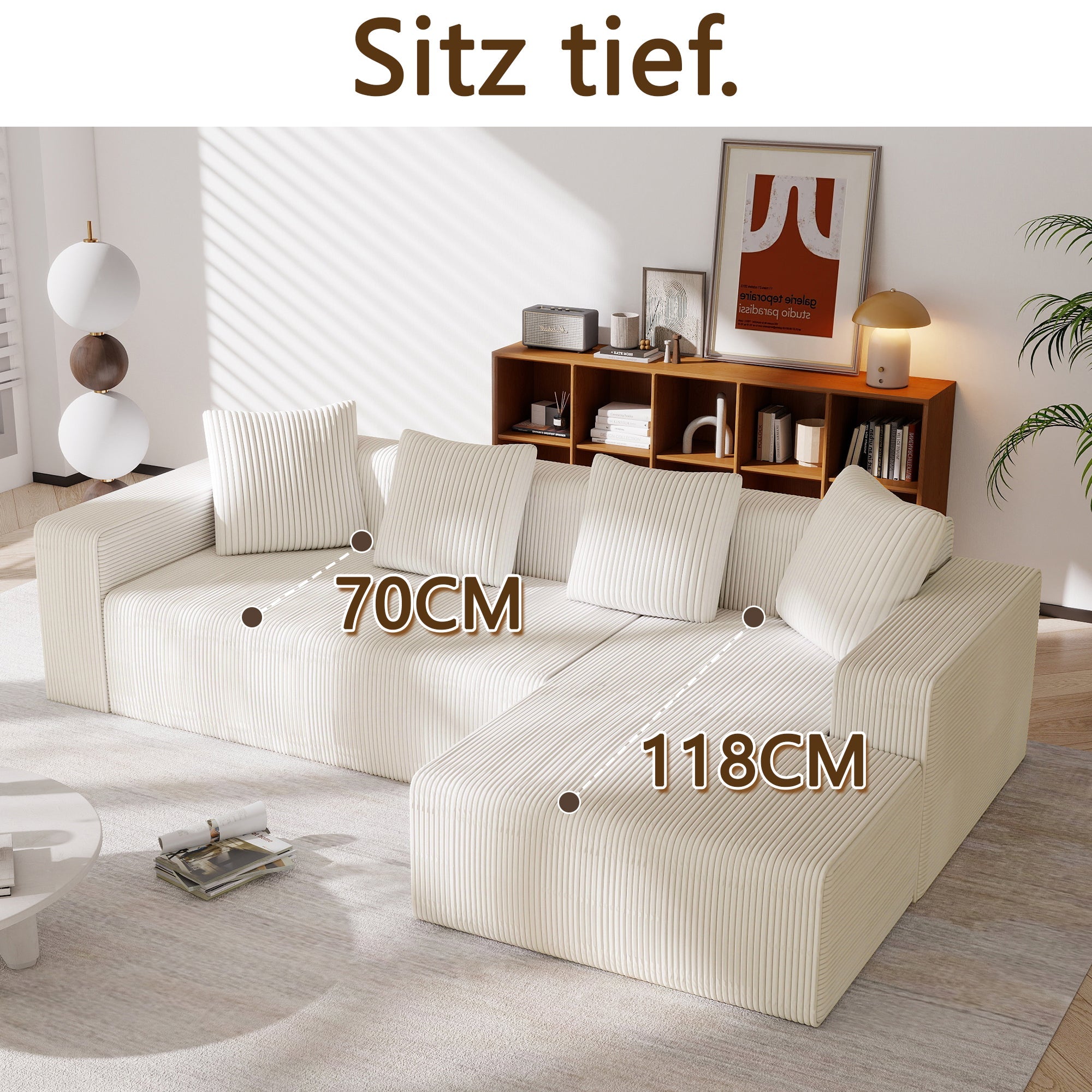 Modular Sofa Cloud Combination L-Shaped Chaise Deep Seats - Upholstered