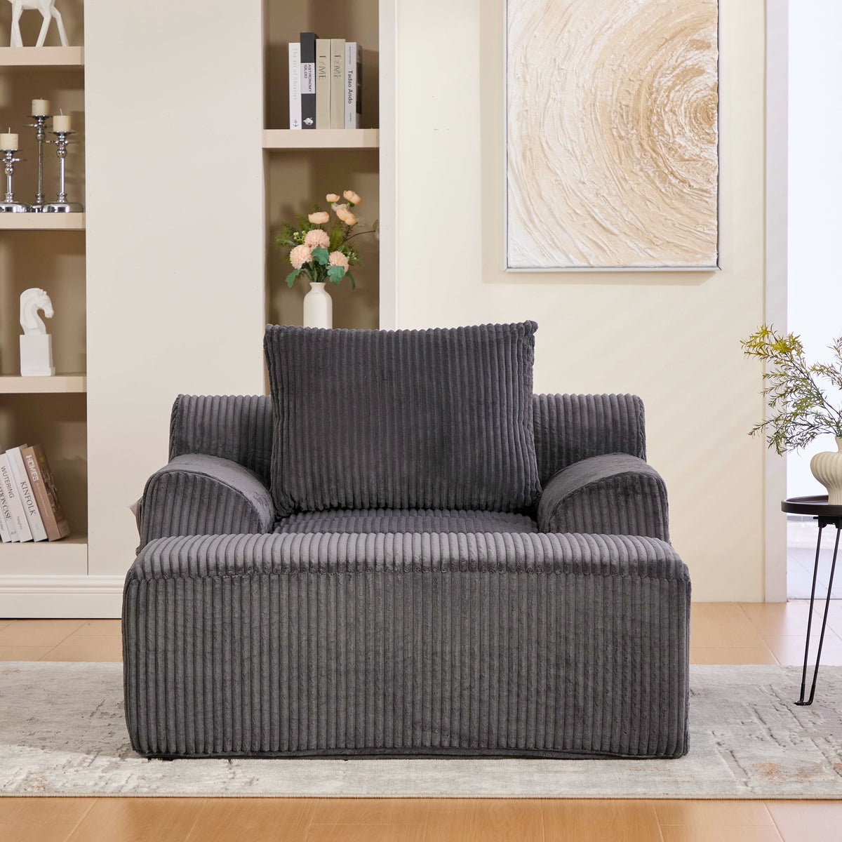 Oversized Sofa Chair Deep Seat Corduroy Upholstered Armchair