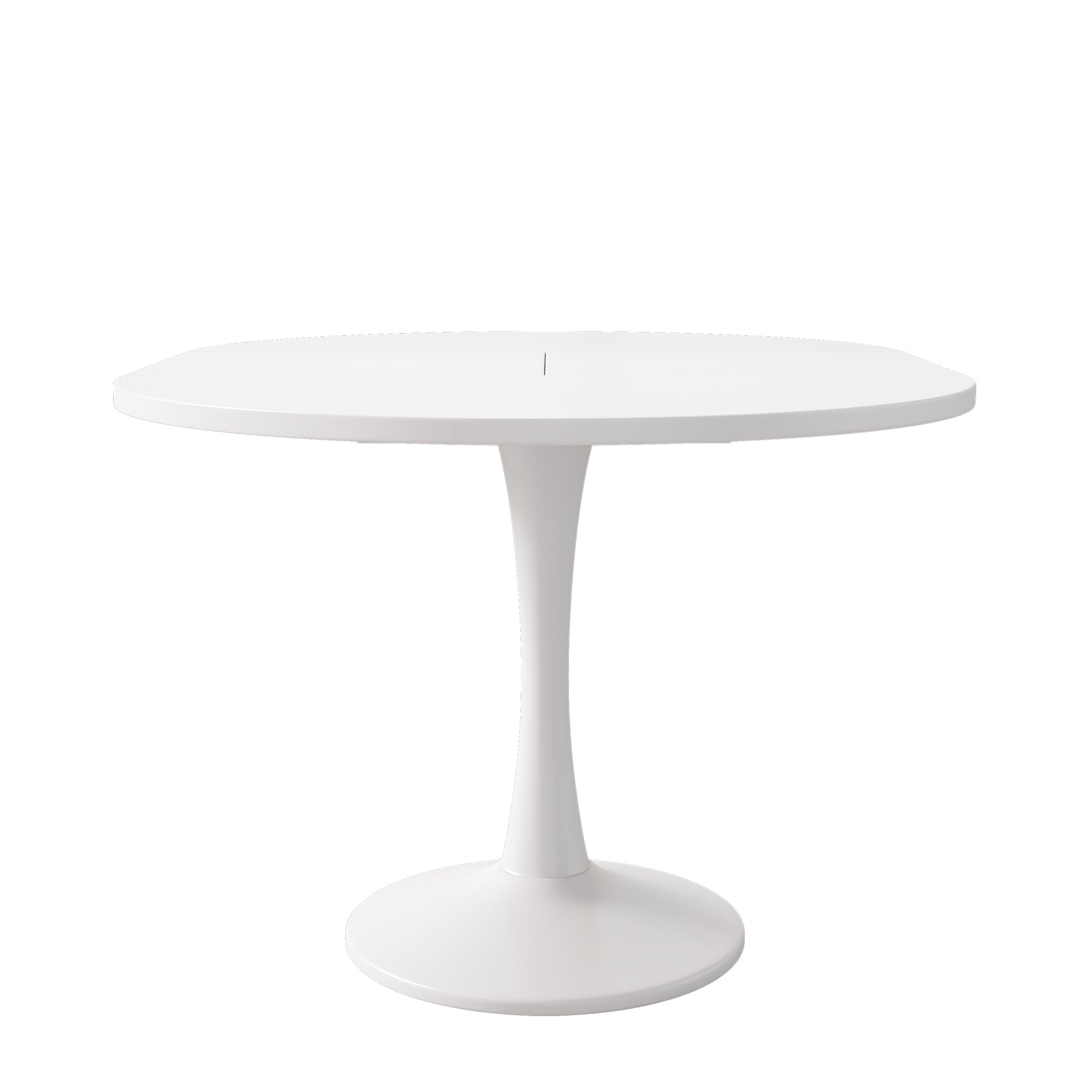 Modern Extendable Round Dining Table, 100–140 cm, 4–6 People, Space-Saving, White