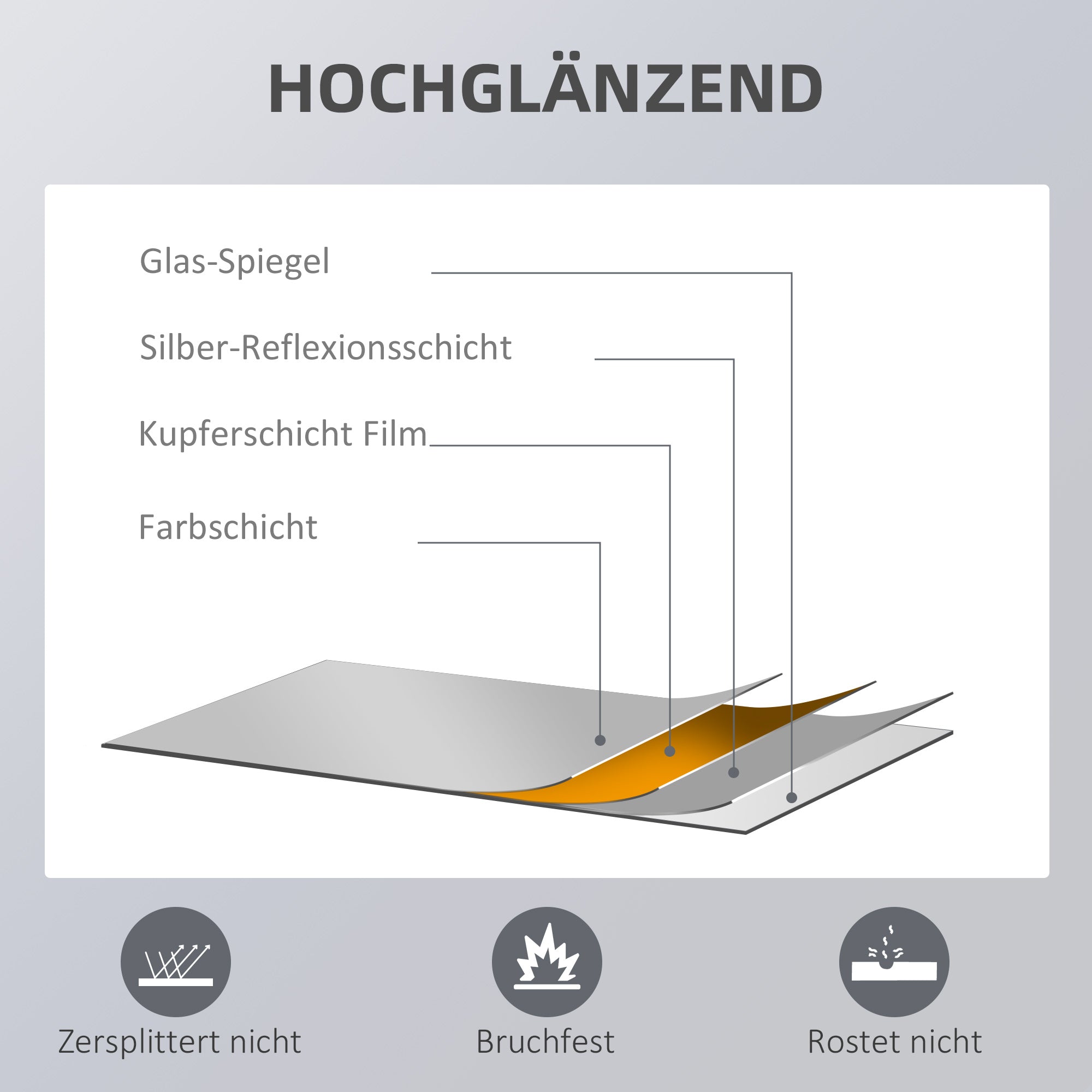 Ganzkörperspiegel mit Holzrahmen, Natur, 125x45cm