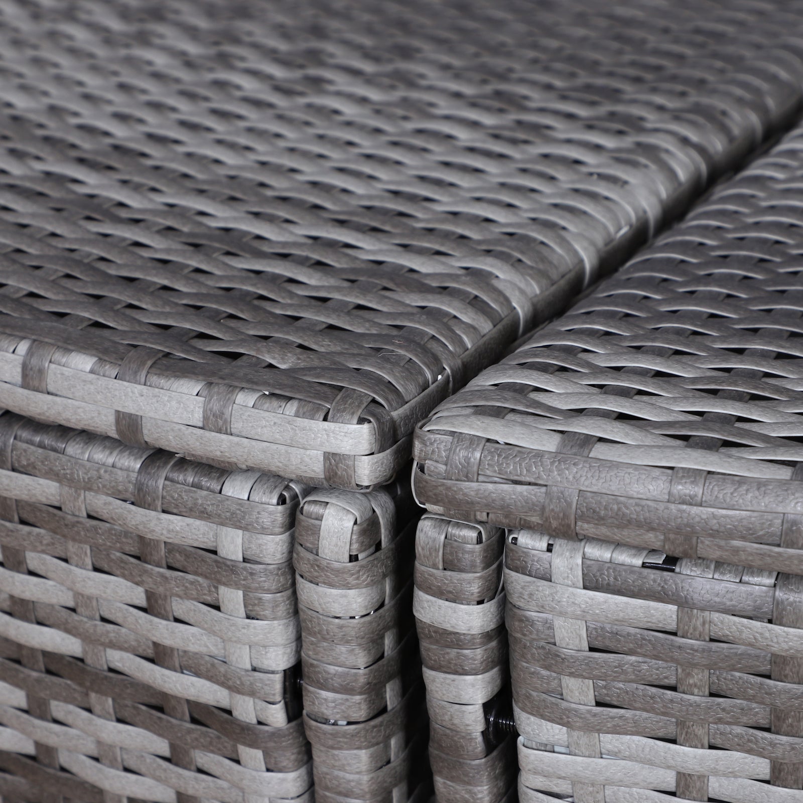 PE Rattan Lounge Set, 5-Piece Round Sofa Bed with Retractable Canopy, Grey