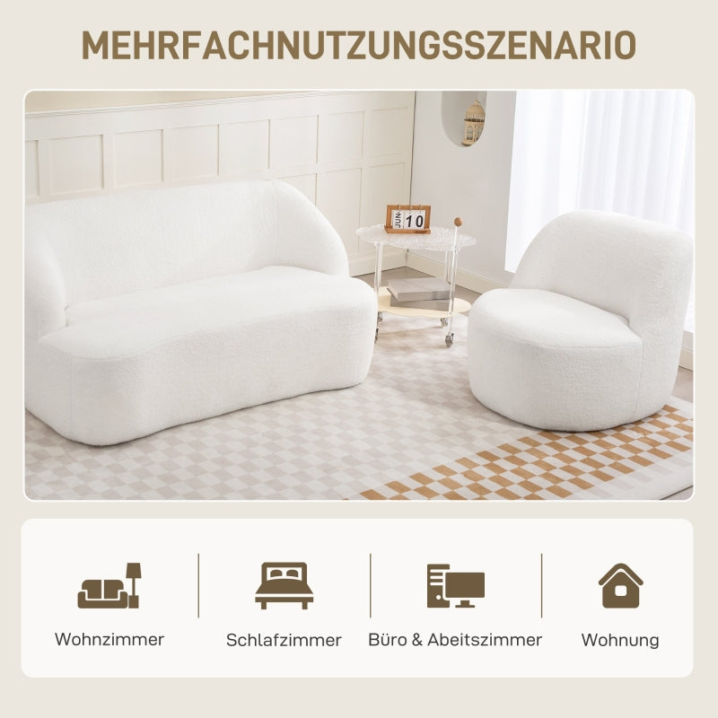 Armchair, Cozy Upholstered with Fleece Padding, Cream White