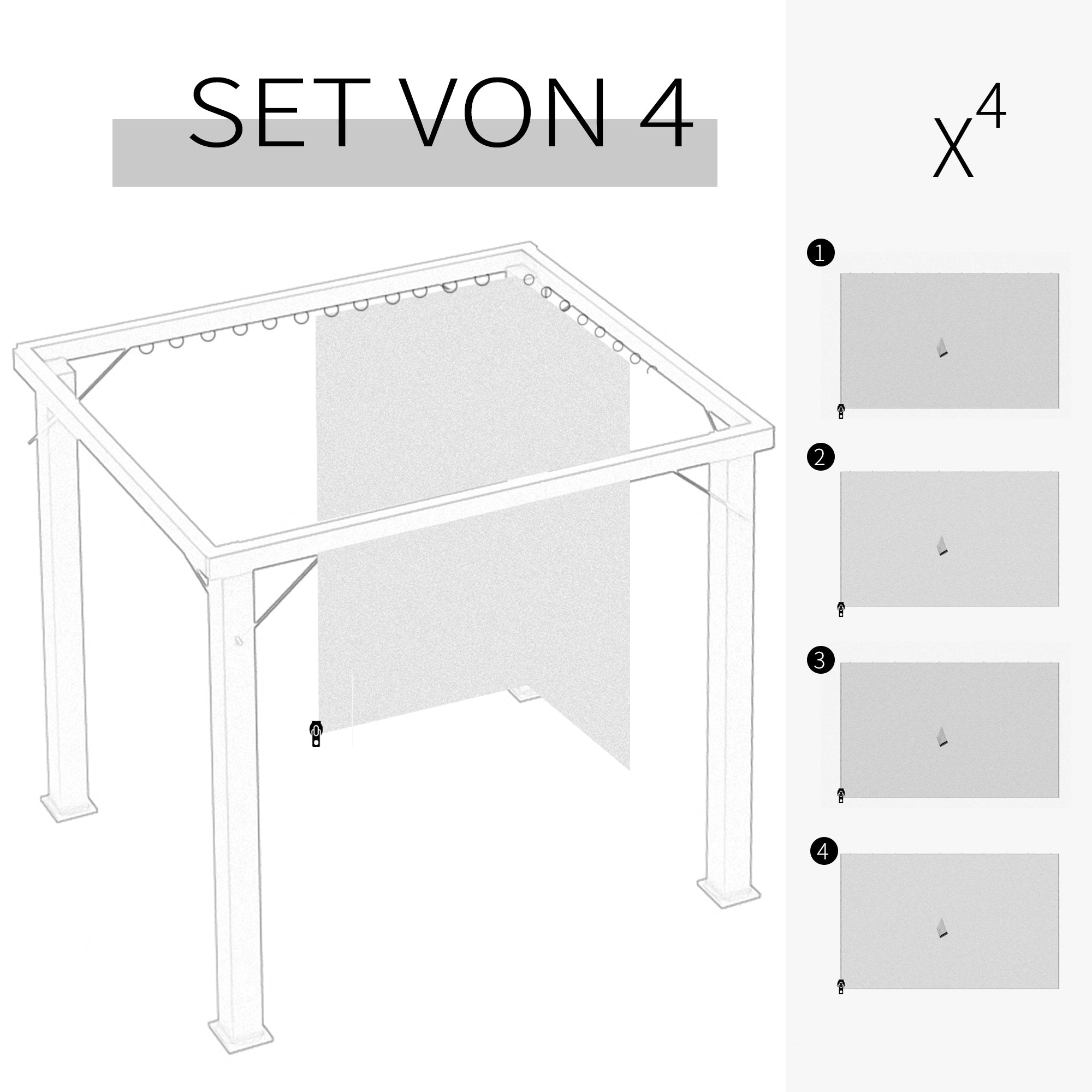 Pavilion Party Tent 3x4m with 4 Side Panels, Polyester Beige