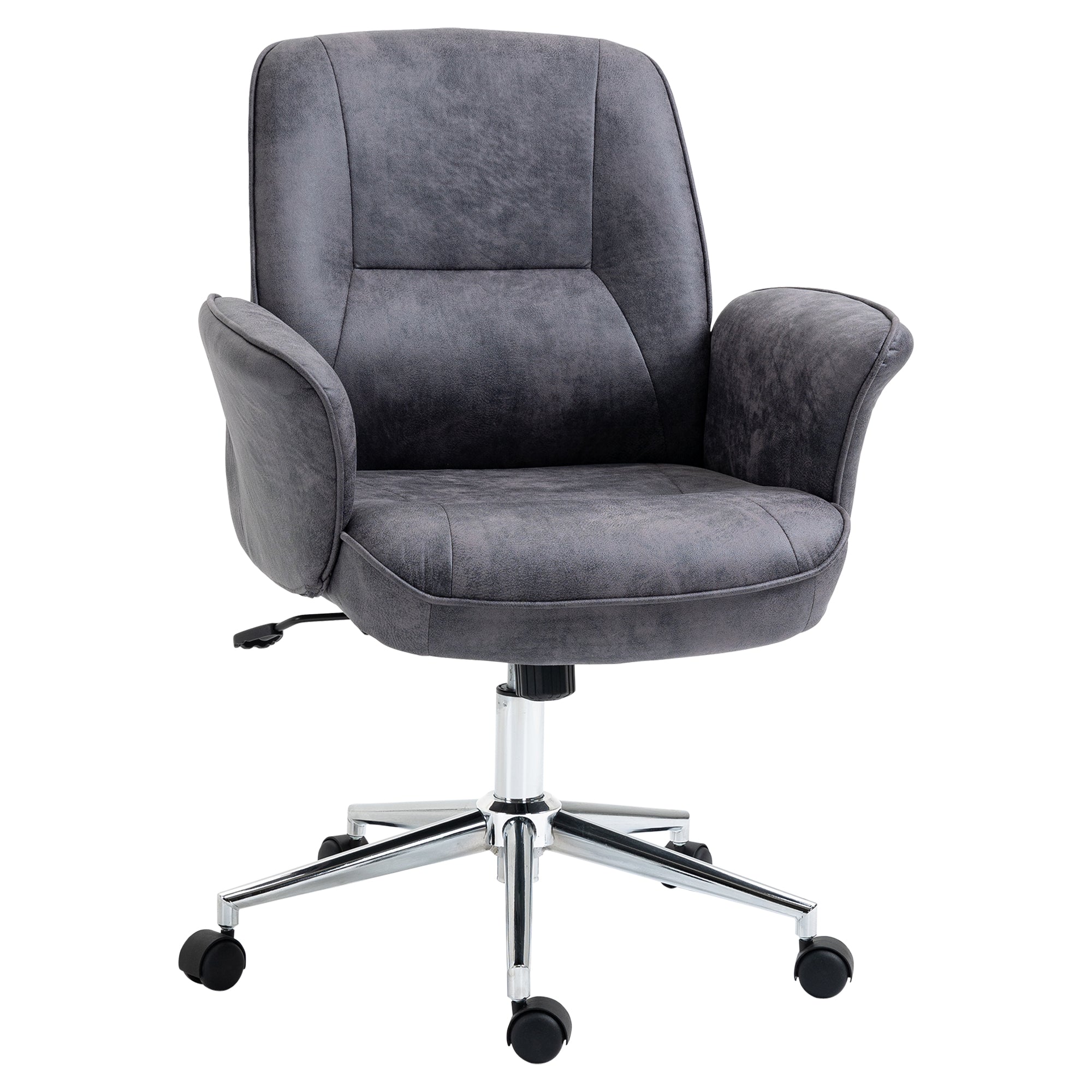 Swivel Computer Office Chair Mid Back Desk Home Study Microfiber Charcoal Grey
