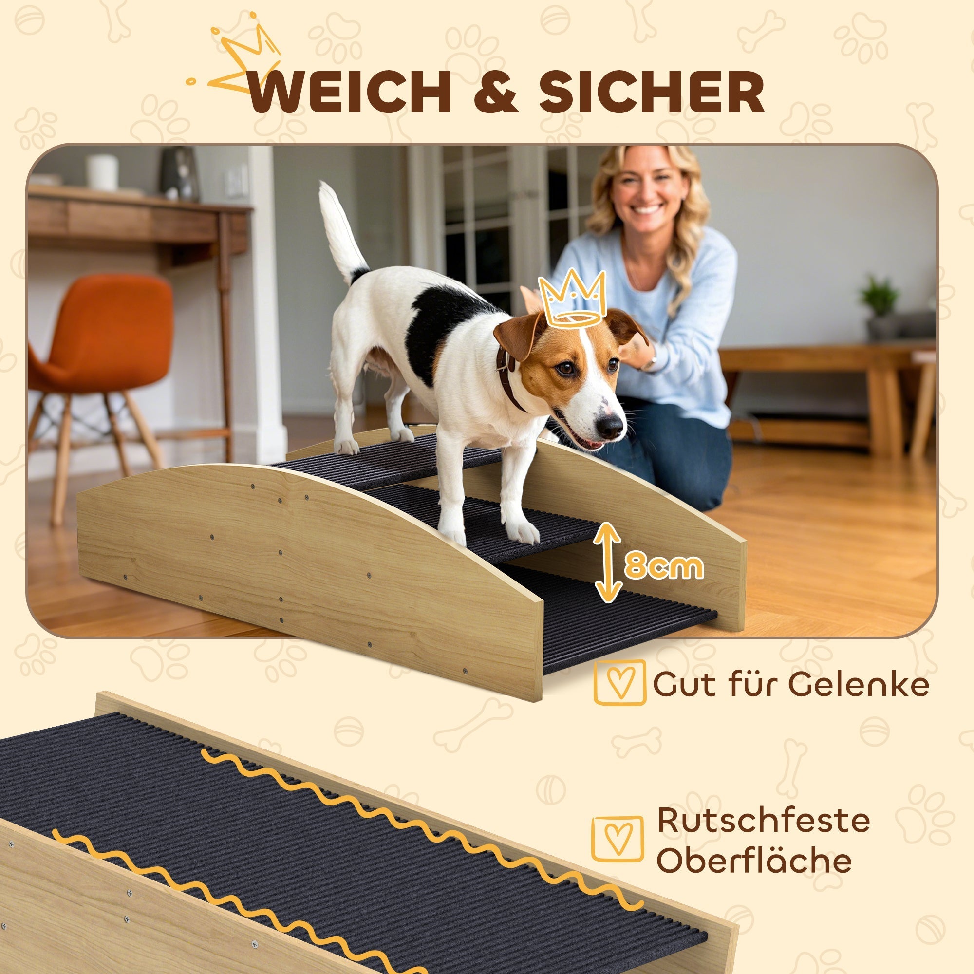 2-in-1 Dog Seesaw, Agility Ramp for Small & Medium Dogs, Natural Wood