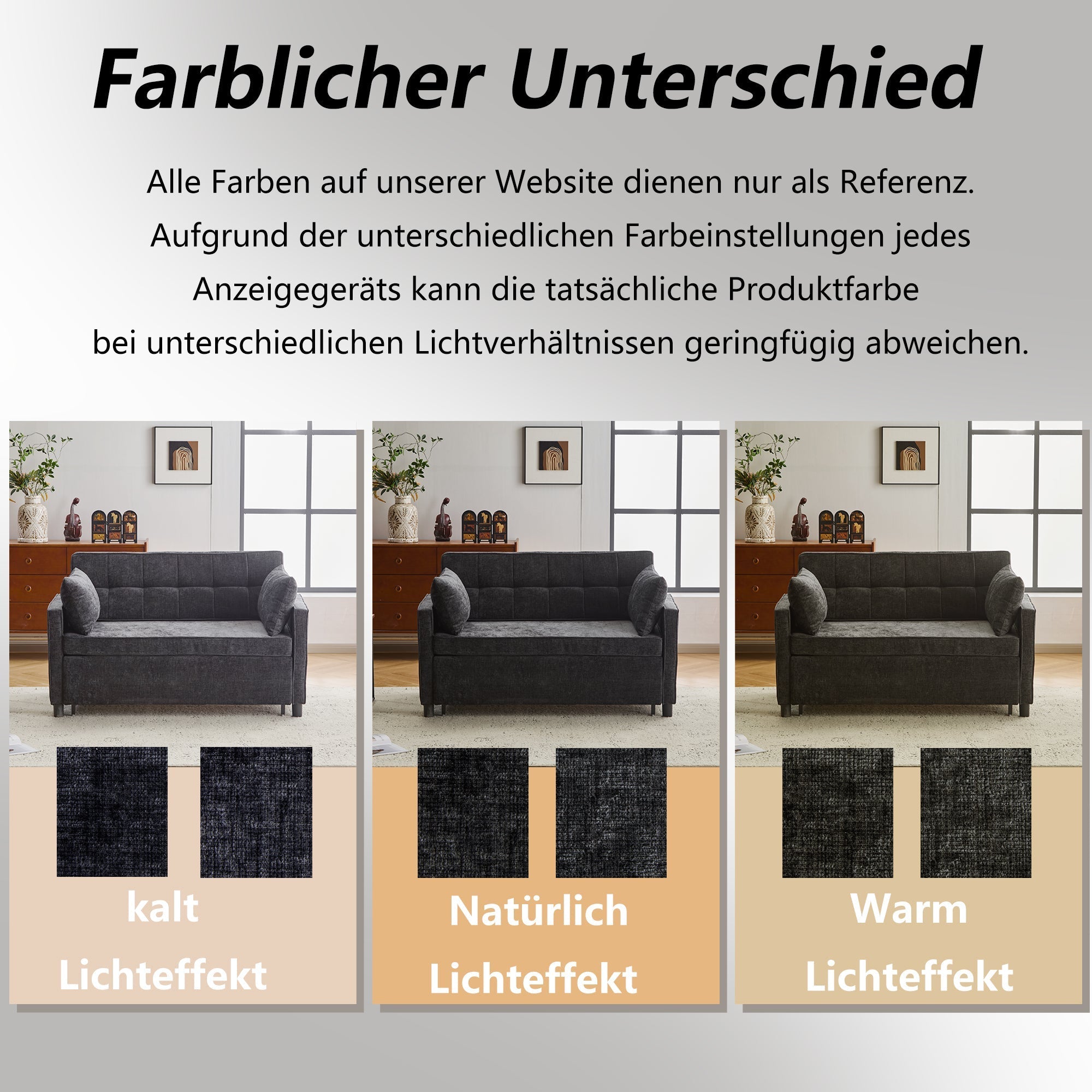 Sofa Bed Two-Seater Sleeper, Adjustable Backrest High-Density Foam, Chenille Fabric